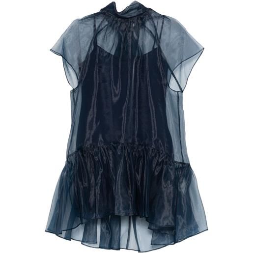 SIMKHAI abito corto beaux con ruches - blu