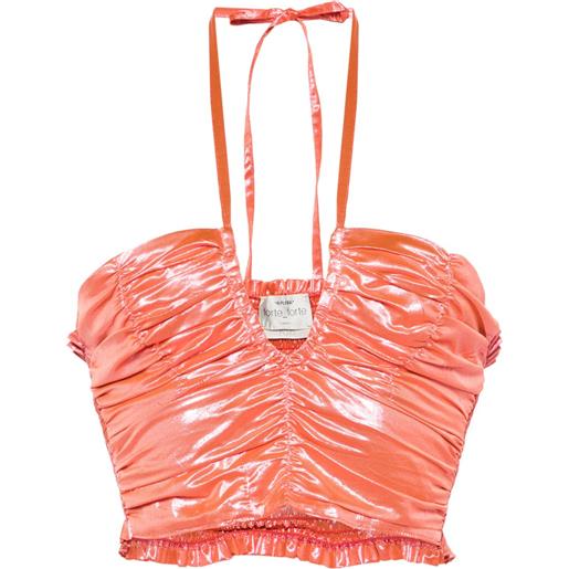 Forte Forte top drappeggio con scollo all'americana - rosa
