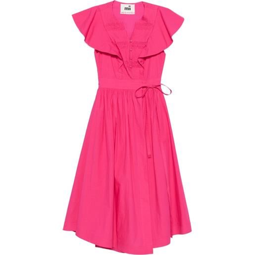 mii abito midi lea con ruches - rosa
