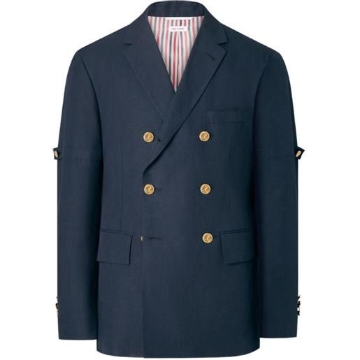Thom Browne giacca doppiopetto university stripe - blu