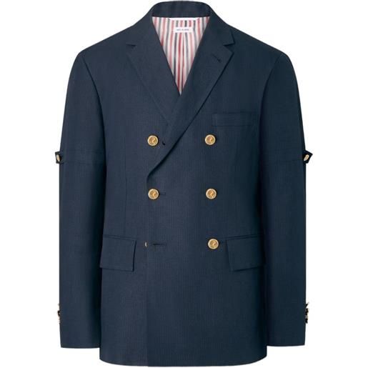 Thom Browne giacca doppiopetto university stripe - blu