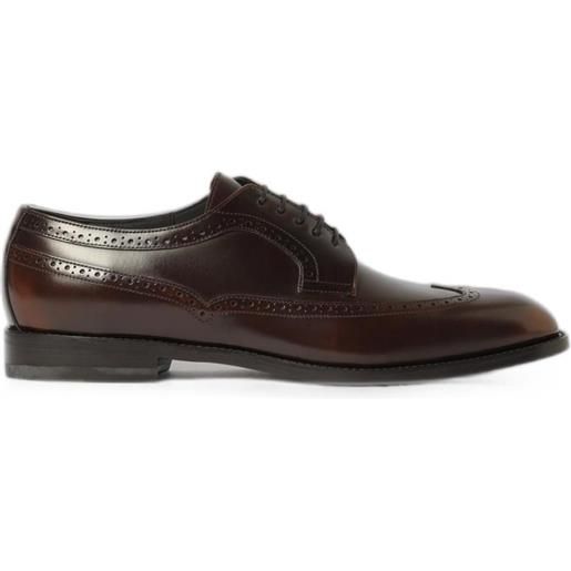 Manolo Blahnik brogue-detail leather derby shoes - marrone