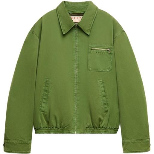 Marni giacca verde in cotone con zip