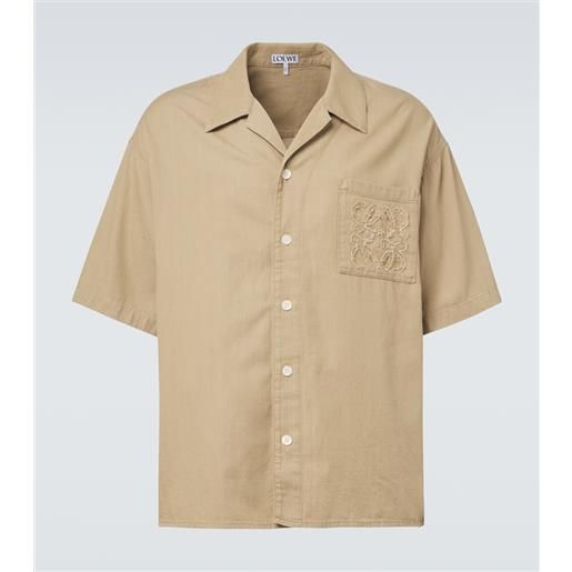 Loewe camicia in cotone con ricamo logo