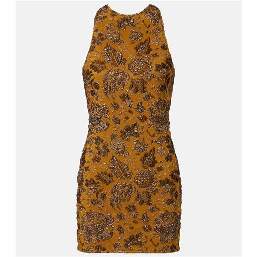Saint Laurent abito corto in broccato floreale
