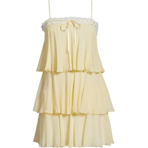 LoveShackFancy abito corto isca con balze - giallo