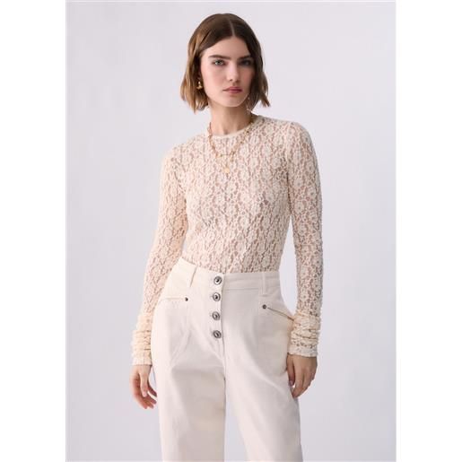 Liu jo top in pizzo stretch, panna