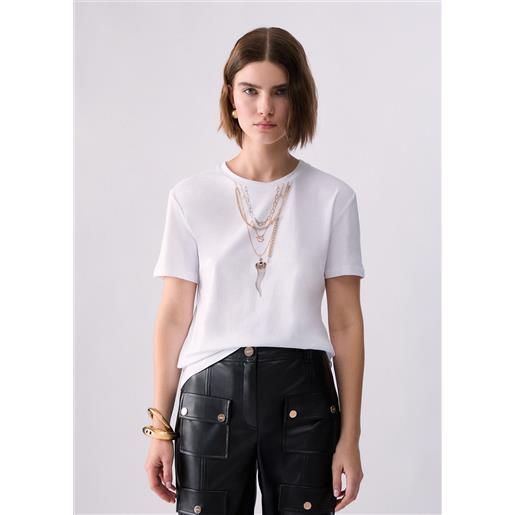 Liu jo t-shirt con stampa, bianco/chain