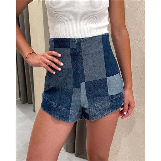 SILENCE LIMITED shorts in denim patchwork;Jo;SILENCE LIMITED, blu