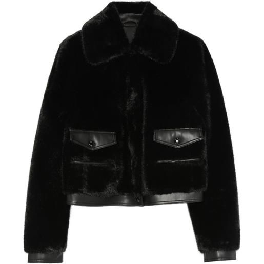 Patrizia Pepe giacca in pelliccia sintetica con finiture in pelle - nero
