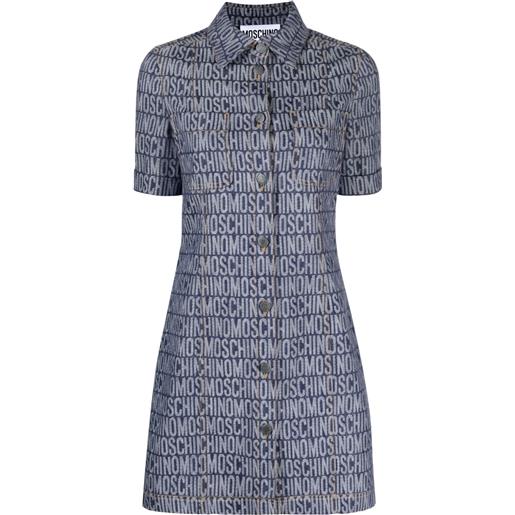 Moschino logo-jacquard denim mini dress - blu