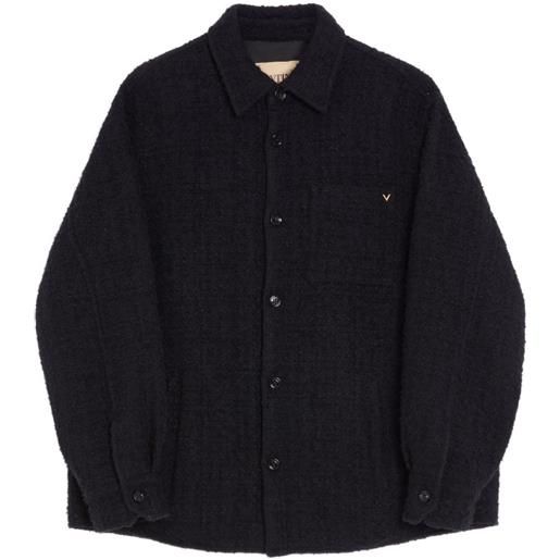 Valentino Garavani giacca-camicia vgold in tweed di cotone - nero