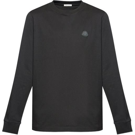 Moncler t-shirt a maniche lunghe con applicazione - nero