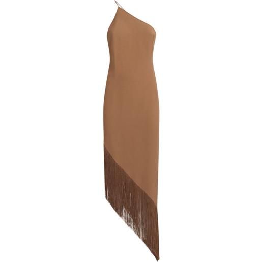 Taller Marmo abito asimmetrico antelope con frange - marrone