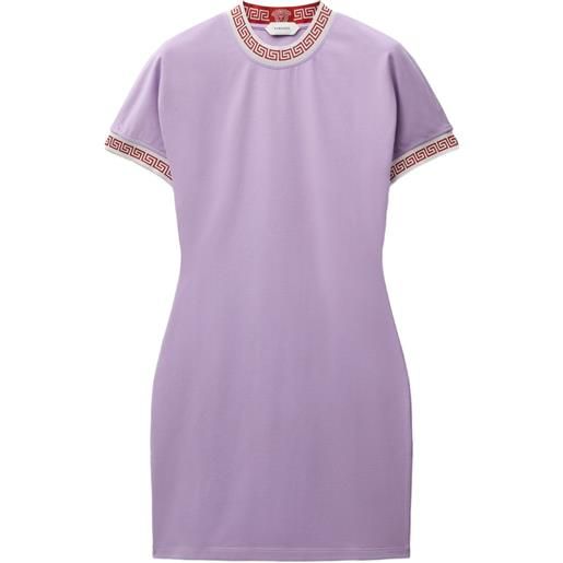 Versace abito corto in jersey di cotone jacquard - viola