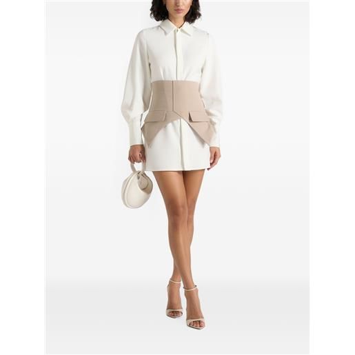 Manière De Voir chemisier corto keira bianco/taupe con strato stile corsetto