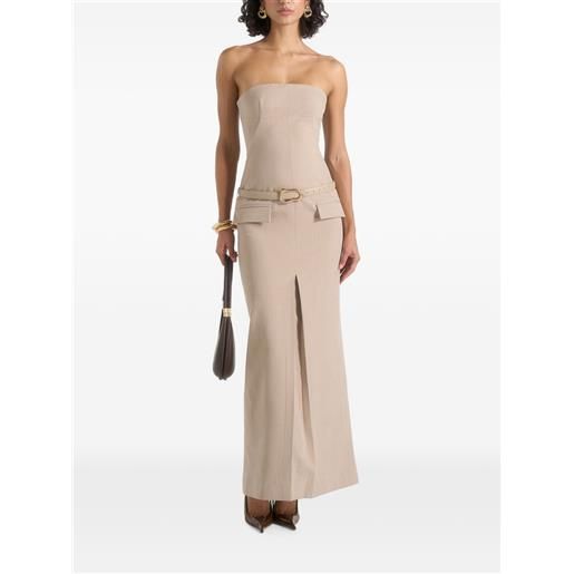Manière De Voir abito lungo tabitha beige con cintura - toni neutri
