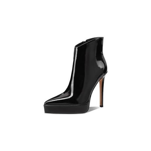 QUEEN HELENA tronchetti con tacco a spillo stivaletti con plateau donna k3998 (nero, taglia unica, sistema taglie calzature eu, adulto, donna, numero, media, 37)