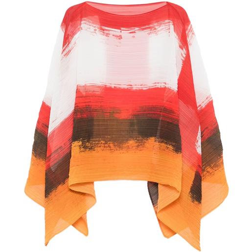 Pleats Please Issey Miyake top plissettato con stampa astratta - rosso