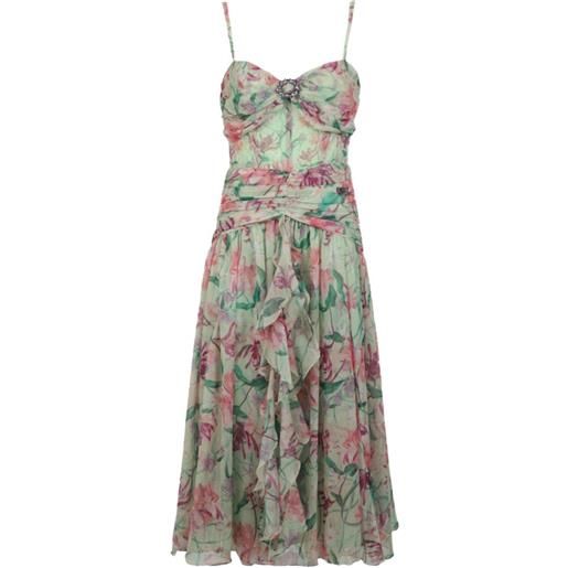 PatBO abito honey flower con ruches - verde