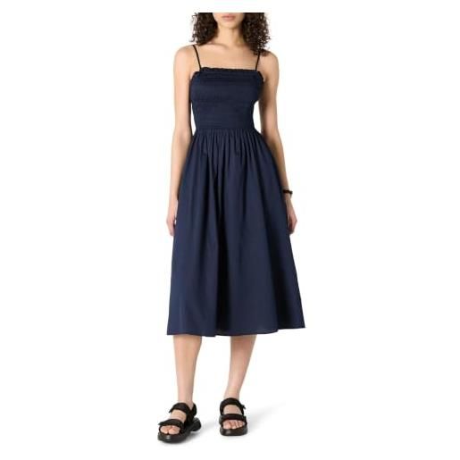 Amazon Essentials abito con corpetto ricamato a punto smock in raso di cotone, vestibilità classica donna