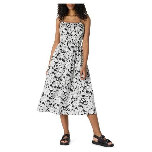 Amazon Essentials abito con corpetto ricamato a punto smock in raso di cotone, vestibilità classica donna