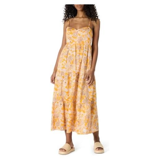 Amazon Essentials maxi abito a balze in raso di cotone con scollo a cuore, vita impero, taglio svasato donna