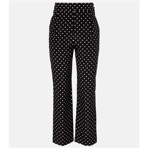 Valentino pantaloni in crêpe de chine di seta a pois