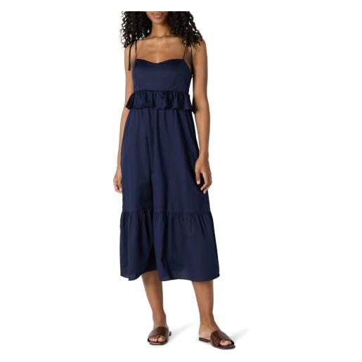 Amazon Essentials maxi abito a balze in raso di cotone con scollo a cuore, vita impero, taglio svasato donna