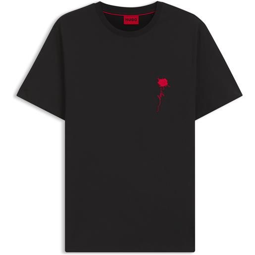 HUGO t-shirt in cotone con grafica con logo, nero