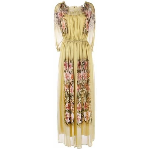 Alberta Ferretti abito da sera a fiori - verde