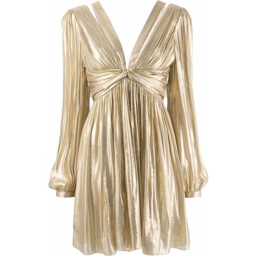 Alberta Ferretti abito corto plissettato - oro