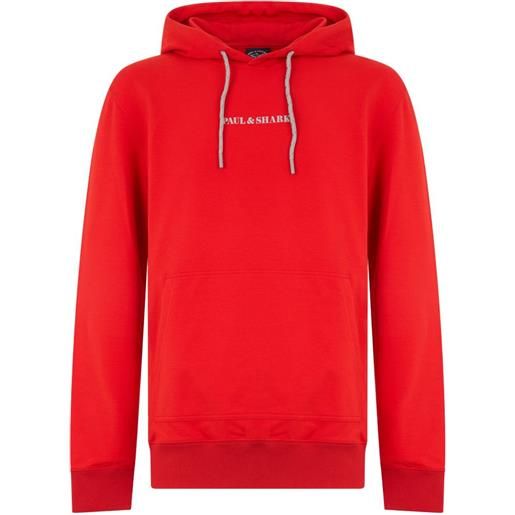 Paul & Shark logo-print drawstring hoodie - rosso