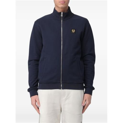 Belstaff felpa con logo e zip - blu