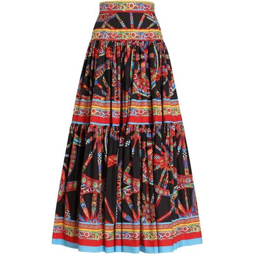 Dolce & Gabbana gonna lunga in popeline con stampa carretto - nero