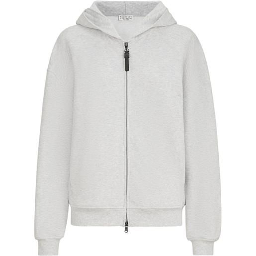 Brunello Cucinelli top in spugna di cotone con tirante lucido - grigio