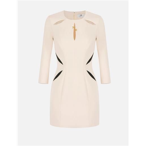 ELISABETTA FRANCHI mini dress with two-tone cut-out, burro/nero