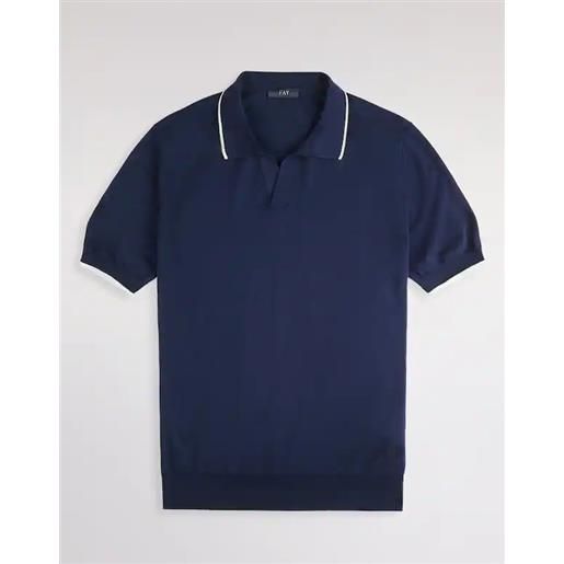 FAY knitted polo shirt, blu/caffe