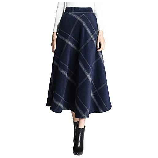 Artykey gonna lunga invernale donna elegante scozzese lana vita alta con tasche | 20 colori gonna donna con tasche, fodera morbida, vita elastica e zip. Perfetta per un look casual quotidiano. 