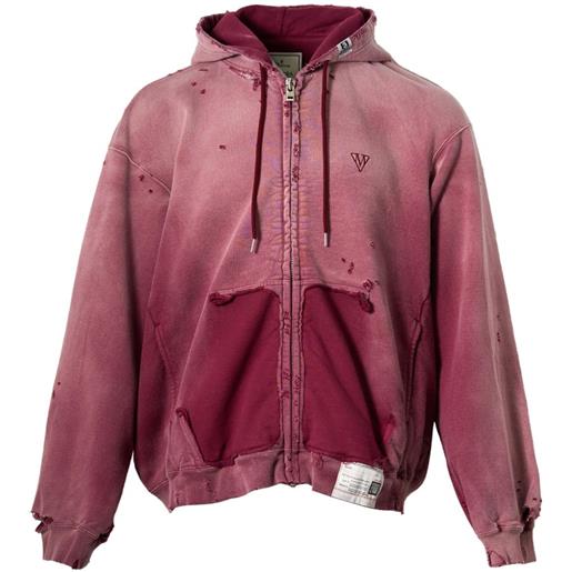 Maison MIHARA YASUHIRO distressed sun-faded hoodie - rosso