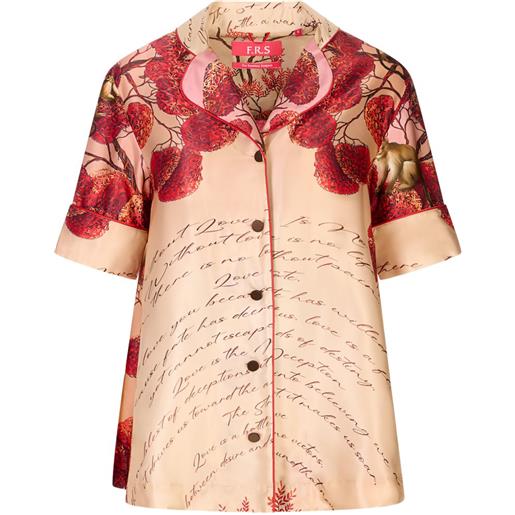 F.R.S For Restless Sleepers camicia in seta con stampa grafica - toni neutri