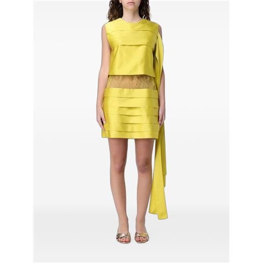 Ferragamo abito corto con inserti in pizzo - giallo