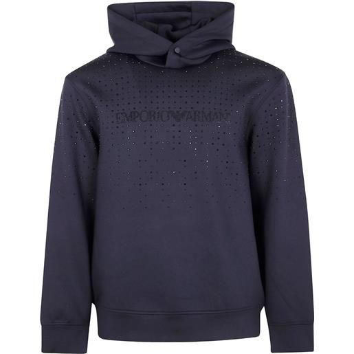 Emporio Armani felpa con cappuccio e strass - nero