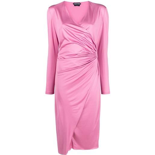 TOM FORD abito midi a portafoglio con ruches - rosa