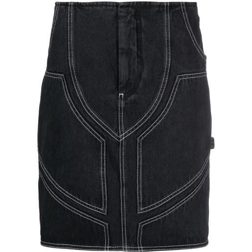 Off-White gonna denim con dettaglio cuciture - nero