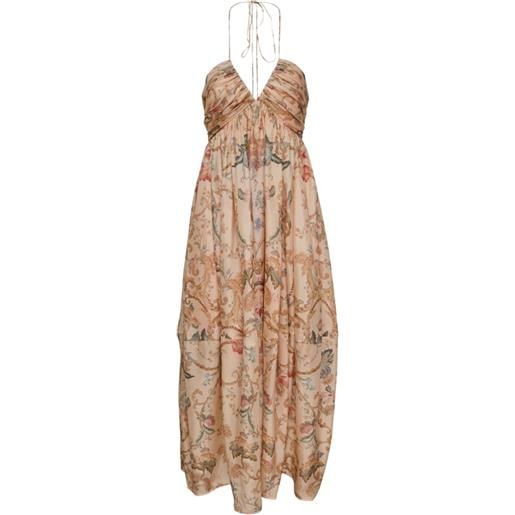 ZIMMERMANN abito lungo roselight con scollo all'americana - toni neutri