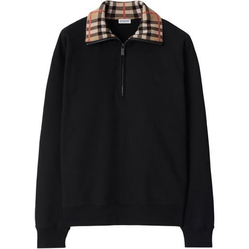Burberry felpa con colletto a quadri - nero