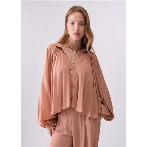 Liu jo camicia in georgette, nude