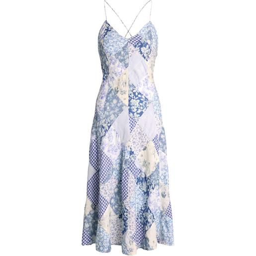 Polo Ralph Lauren abito midi patchwork smanicato - blu
