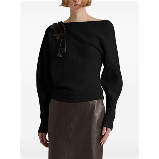 Alberta Ferretti maglione con applicazione a fiori - nero